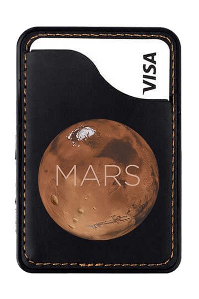 cupcase حامل بطاقات جلدي بشريط 3M متوافق مع هاتف Iphone 11 12 13 Mini Pro Max - Mars