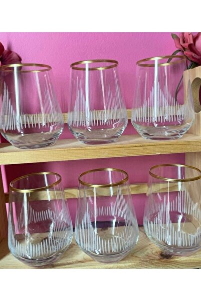 adana avm Paşabahçe Allegra Lav Lal 6 Kişilik Altın Yaldız Kesme Meşrubat Su ...