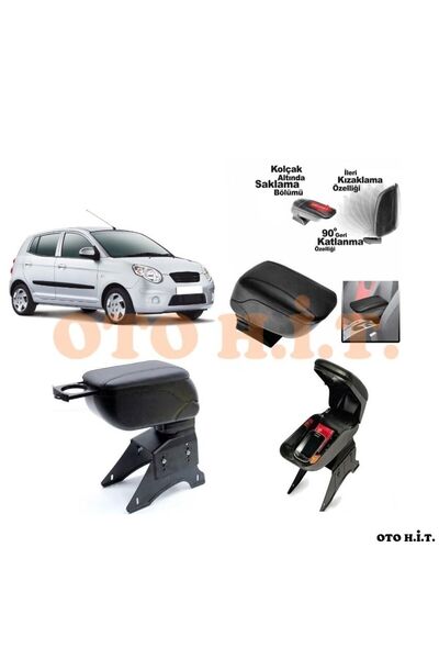 OTO H.İ.T. Kia Picanto 04-08 Uyumlu Kol Dayama Ve Kolçak Sürgülü Bardaklıklı ...