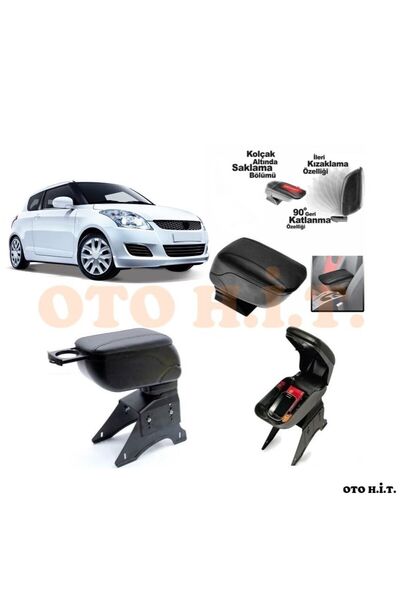 OTO H.İ.T. Suzuki Swift 13-16 Uyumlu Kol Dayama Ve Kolçak Sürgülü Bardaklıklı...