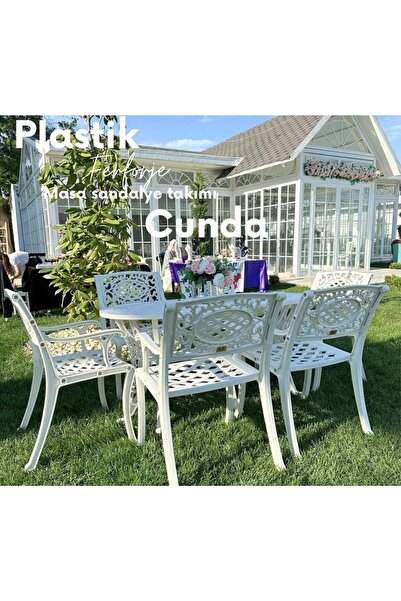 Chiron Baby Ferforje Görünümlü Masa Ve Sandalye, Dış Mekanda Kullanılabilir 6...