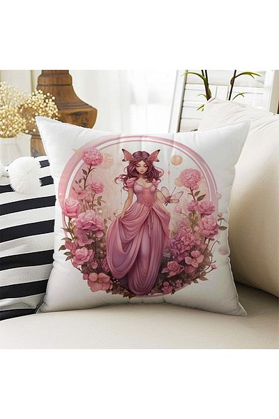 Else Dekor Ροζ Fairy Girl με μοτίβο σετ 4 μαξιλαροθήκης με ψηφιακή εκτύπωση