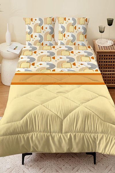 Else Dekor Double Person Microfiber Quilted - Patterned and Covered Sleeping Set