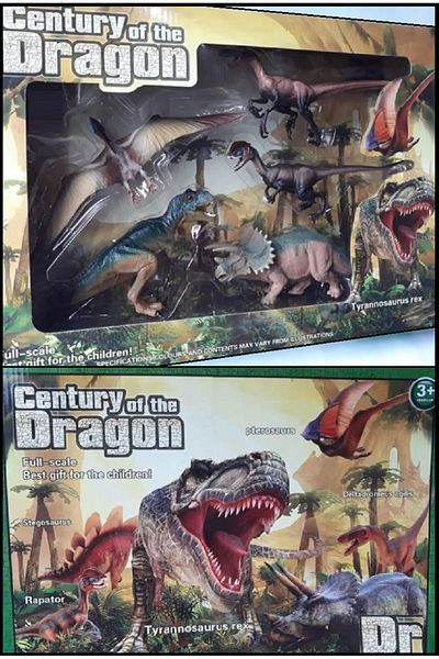OYUNCAKSAHİLİ Jurrasic Park Trex Azhdarchids Pterozor 5 Unbreakable Toy Dinosaur Set in Box