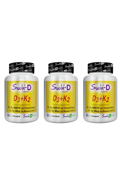Suda Vitamin D3+K2 1000 IU - 60 Capsules