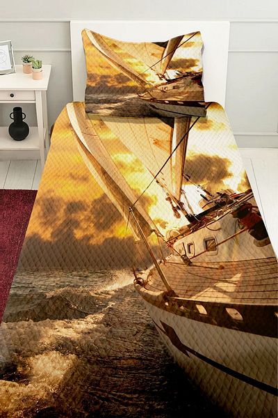Else Dekor Sea Yacht Pattern - Μονό Διακοσμητικό Σετ Πικέ Κρεβάτι