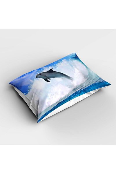 Else Dekor Dolphin Sea Patterned Digital Printed Single and Child Bedspread and Pillowcase