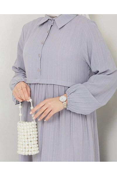 YILMAZBARMAZ Viscose Fabric Shirt Collar Women's Dress