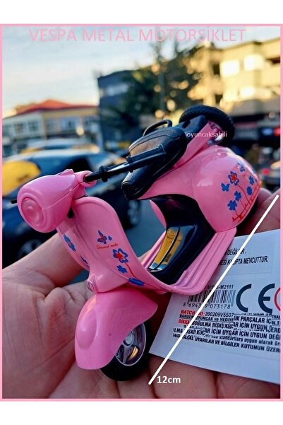 OYUNCAKSAHİLİ Vespa Primevera Diecast Metal Motorsiklet Orjinal Pembe Oyuncak...