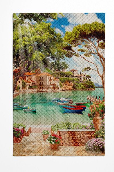 Else Dekor Κάλυμμα κρεβατιού Seaside Landscape με μοτίβο - Σετ Πικέ με μονό μαξιλάρι