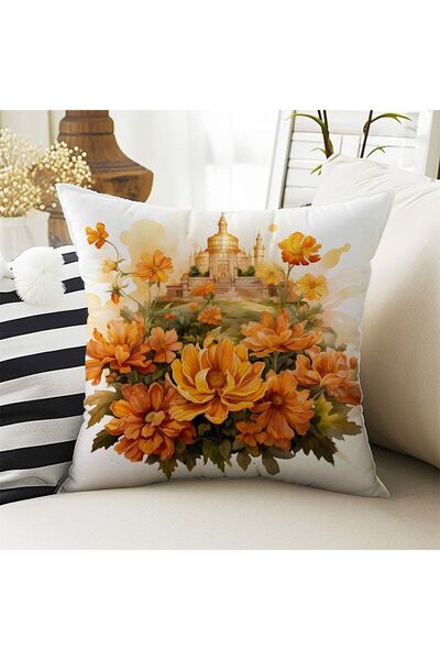 Else Dekor Κίτρινο λουλούδι με μοτίβο σετ 4 μαξιλαροθήκης δώρου με ψηφιακή εκτύπωση