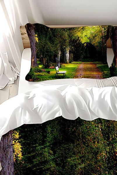 Else Dekor Orman Bank з візерунком, сатиновий бавовняний комплект постільної білизни для двомісного ліжка