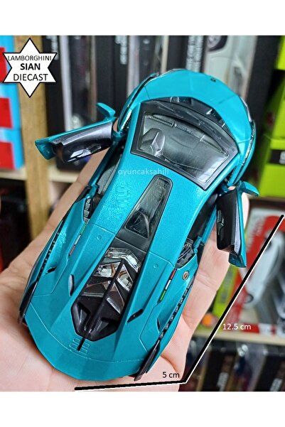 OYUNCAKSAHİLİ Lamborghini Sian Diecast Model Metal Araba Kapılar Açılır 12.5cm Mavi Koleksiyon
