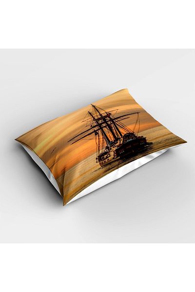 Else Dekor Ship Patterned Single Children's Bedspread and Pillowcase - Digital Printed
