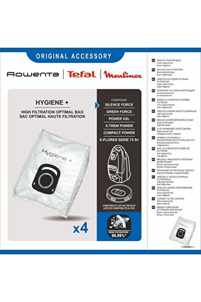süpürgeevim Rowenta Hygiene+ New Series Saci de praf - 4 bucăți într-un pachet