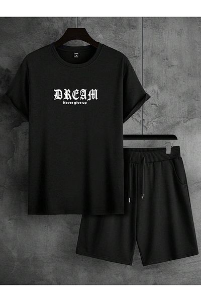 DAXİS Sportwear Company Printed Crew Neck Oversize T-shirt & Shorts Top and Bottom Set