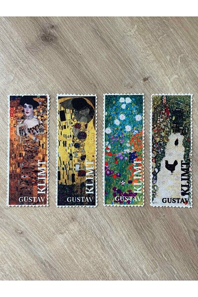 pamukcanta Gustav Klimt Bookmark - Artistic Design, Washable (PACK OF 4)