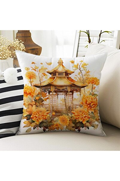 Else Dekor Κίτρινο λουλούδι με μοτίβο σετ 4 μαξιλαροθήκης δώρου με ψηφιακή εκτύπωση