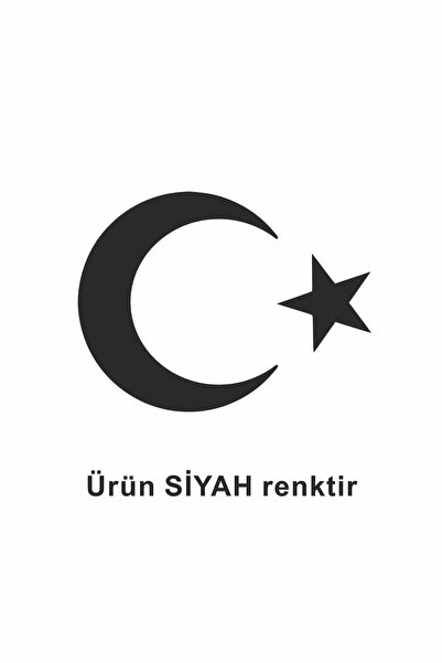 EYBA STİCKER ملصق علم تركي أسود اللون على شكل نجمة القمر للسيارة مقاس 30 سم ×...