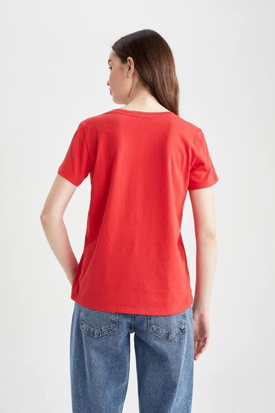 DeFacto Μπλουζάκι με κοντό μανίκι με λαιμόκοψη 100% βαμβάκι με κανονική εφαρμογή - M9545az23sp