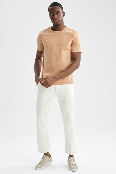 DeFacto Μπλουζάκι με λαιμόκοψη Regular Fit Premium Mercerized Crew
