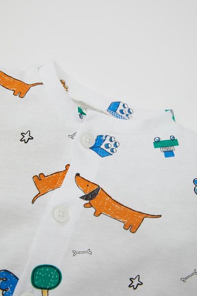DeFacto Jumpsuit mit Hunde-Aufdruck für Babys (Jungen), kurzärmlig, gekämmte Baumwolle, C9630a524sm