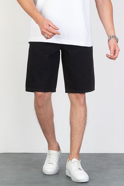 HLT JEANS Pantaloni negri pentru bărbați, îmbrăcăminte largi, relaxate, 100% bumbac, blugi largi, blugi, pantaloni scurți ARTHUR-BLACK