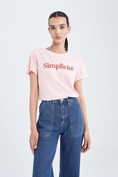 DeFacto Regular Fit Crew Neck Printed Short Sleeve T-Shirt W9828az22sm