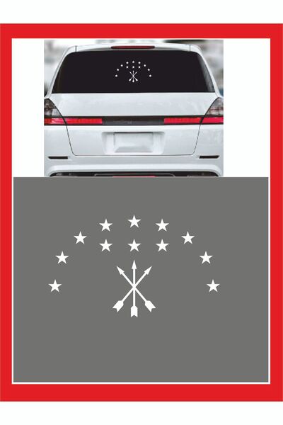 EYBA STİCKER Adige Çerkez Bayrak Sembolü Araba Sticker 20x12cm - Oto Sticker
