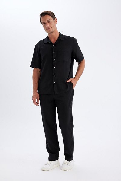 DeFacto Relax Fit Relaxed Cut Skinny Leg Linen Μικτό καλοκαιρινό παντελόνι C1140ax24sm