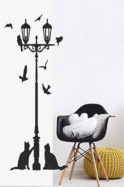 EYBA STİCKER Αυτοκόλλητο τοίχου Street Light Birds And Cats - Αυτοκόλλητο σπι...