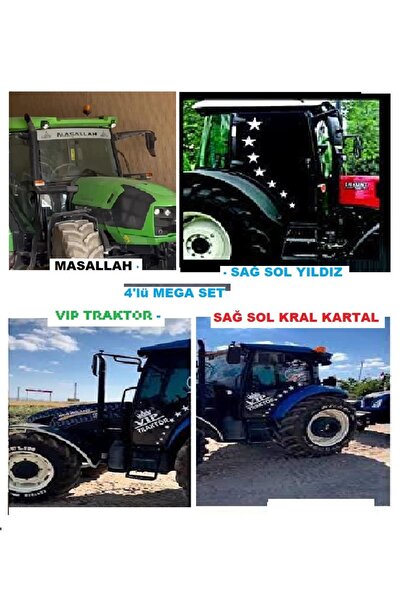 EYBA STİCKER 4'lü Mega Traktör Sticker Set Yapışkanlı Motor Tümosan Başak Cas...
