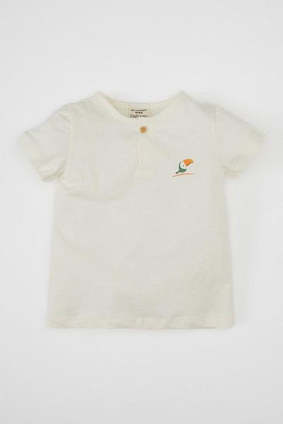 DeFacto 3-teiliges Musselin-Set mit Palmenmuster für Babys Jungen – Tragetuch-Overall, kurzärmliges T-Shirt, Mütze D0768a524hs