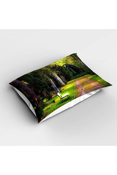 Else Dekor Forest Bench Patterned Digital Printed - Single Children's Bedspread and Pillowcase
