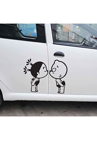 ModernSanatDükkanı ملصق سيارة مضحك بوي فتاة طفل بوبابي قبلة 36 سم