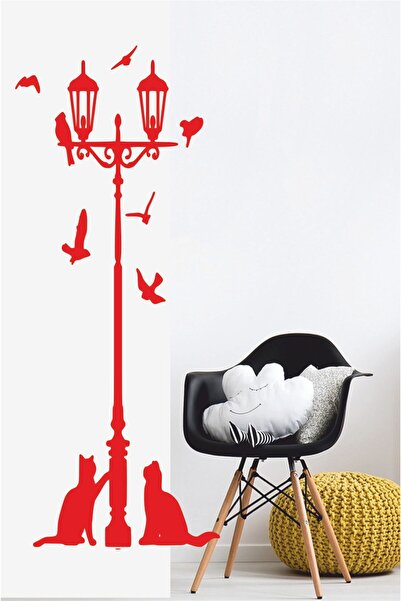 EYBA STİCKER Αυτοκόλλητο τοίχου Street Light Birds And Cats - Αυτοκόλλητο σπι...