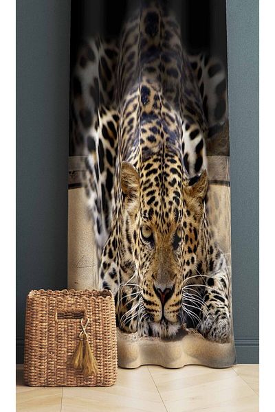 3D ELSE HALI Leopard Patterned Digital Printed Bedroom - Living Room Kitchen Background Curtain