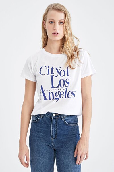 DeFacto Tricou cu mânecă scurtă, 100% bumbac, cu decolteu roșu, cu formă normală W9822az22sm