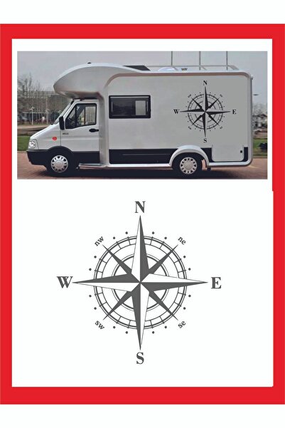 EYBA Pusula Sticker 45x45cm 1 Adet Oto Sticker - Kamp Karavan Sticker