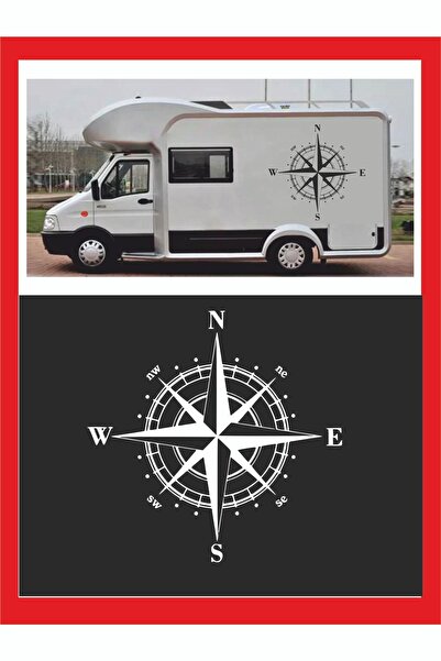 EYBA STİCKER Pusula Sticker 25x25cm 1 Adet Oto Sticker - Kamp Karavan Sticker
