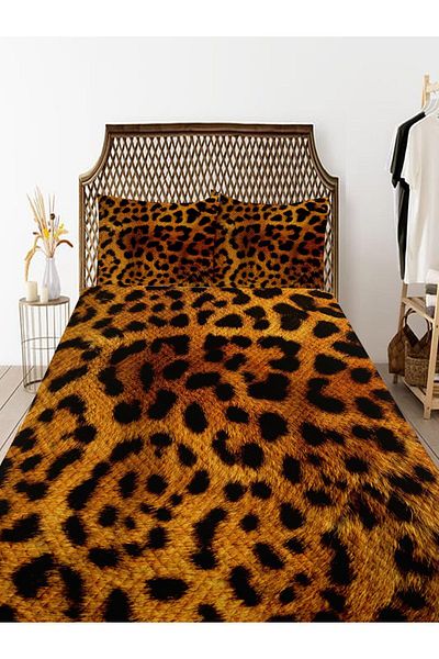 Else Dekor Double Black Brown Patterned Bedspread and Pillowed Pique Set