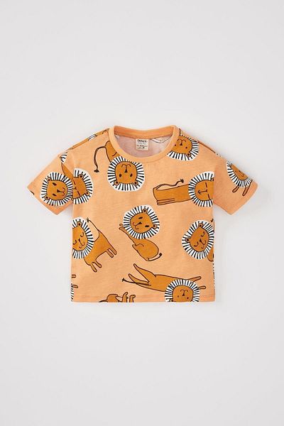 DeFacto Baby Boy Lion Patterned Short Sleeve Cotton T-Shirt