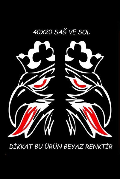 EYBA STİCKER BEYAZ Kral Kartal 2 Adet Sağ Ve Sol Ticari Araç Oto Sticker 40x20 Cm