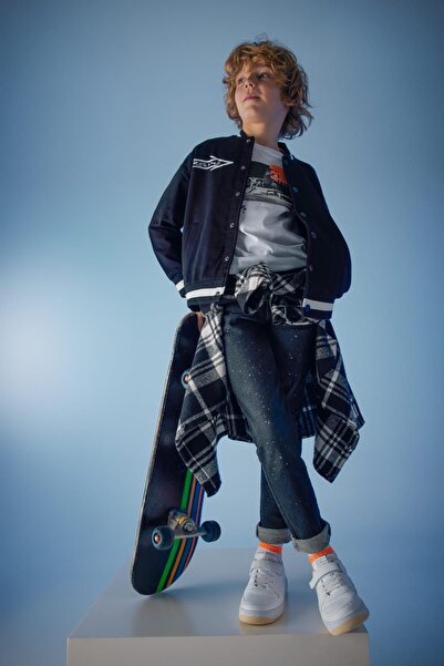 DeFacto Boy's Bomber Cardigan - College Collar Z4105a623sp