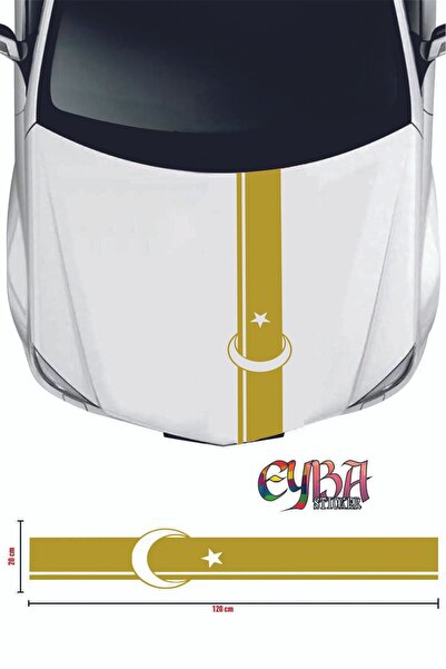 EYBA Sticker Ön Kaput Ay Yıldız Şerit Sticker - Oto Sticker 118x20cm