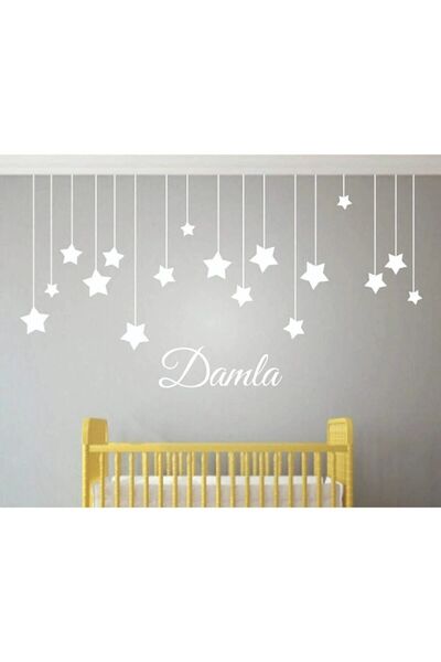 EYBA STİCKER Bebek Odası Çocuk Odası Sticker Kişiye Özel Isimli Yıldız Sticke...