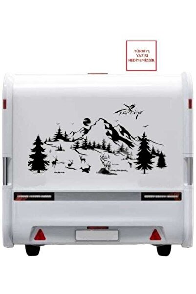 EYBA STİCKER Geyikli Dağ Karavan Sticker Kamp Doğa