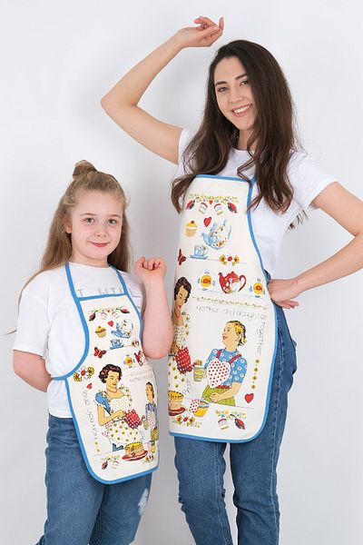 GÜLCÜ Liquid Proof Waterproof Kitchen Apron Set with Mother and Daughter - Mother and Daughter