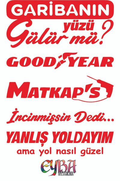EYBA STİCKER 20 X 33 Cm Rear Windshield Sticker Set Auto Sticker Car Sticker