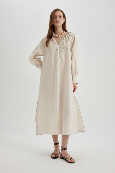 DeFacto Fall in Love Long Sleeve Slit Beach Dress B7515AX24SM